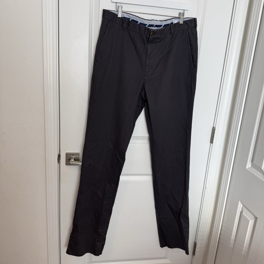 Southern Tide The Skipjack Chino Pants Men's W36 Khaki Dark Gray Unfinished Hem